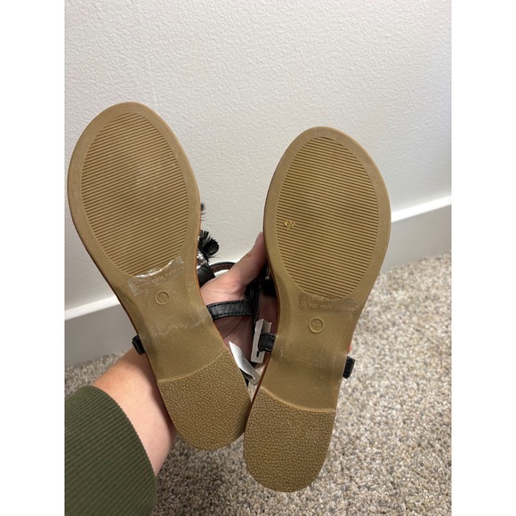 New Y2K Flourish Black Sandals with Feathers & Gems – Size 7.5 - Picture 4 of 5